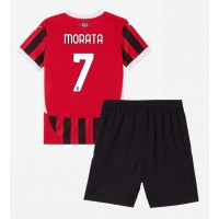 Fotballdrakt Barn AC Milan Alvaro Morata #7 Hjemmedraktsett 2024-25 Kortermet (+ Korte bukser)